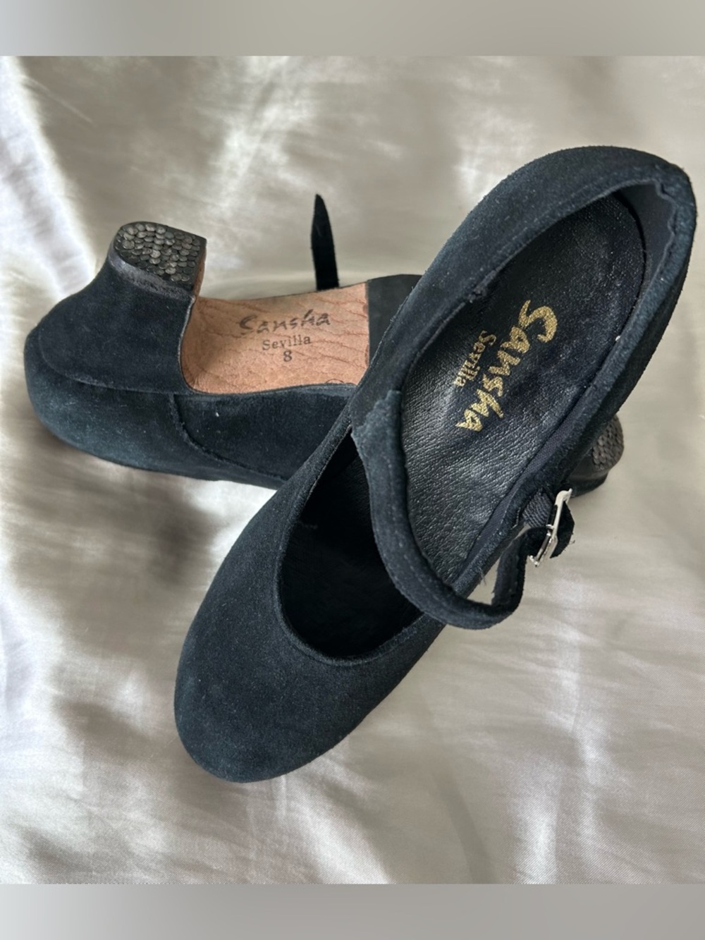 Black Suede Flemenco Dance Shoes Leather Upper and Sole Size 7